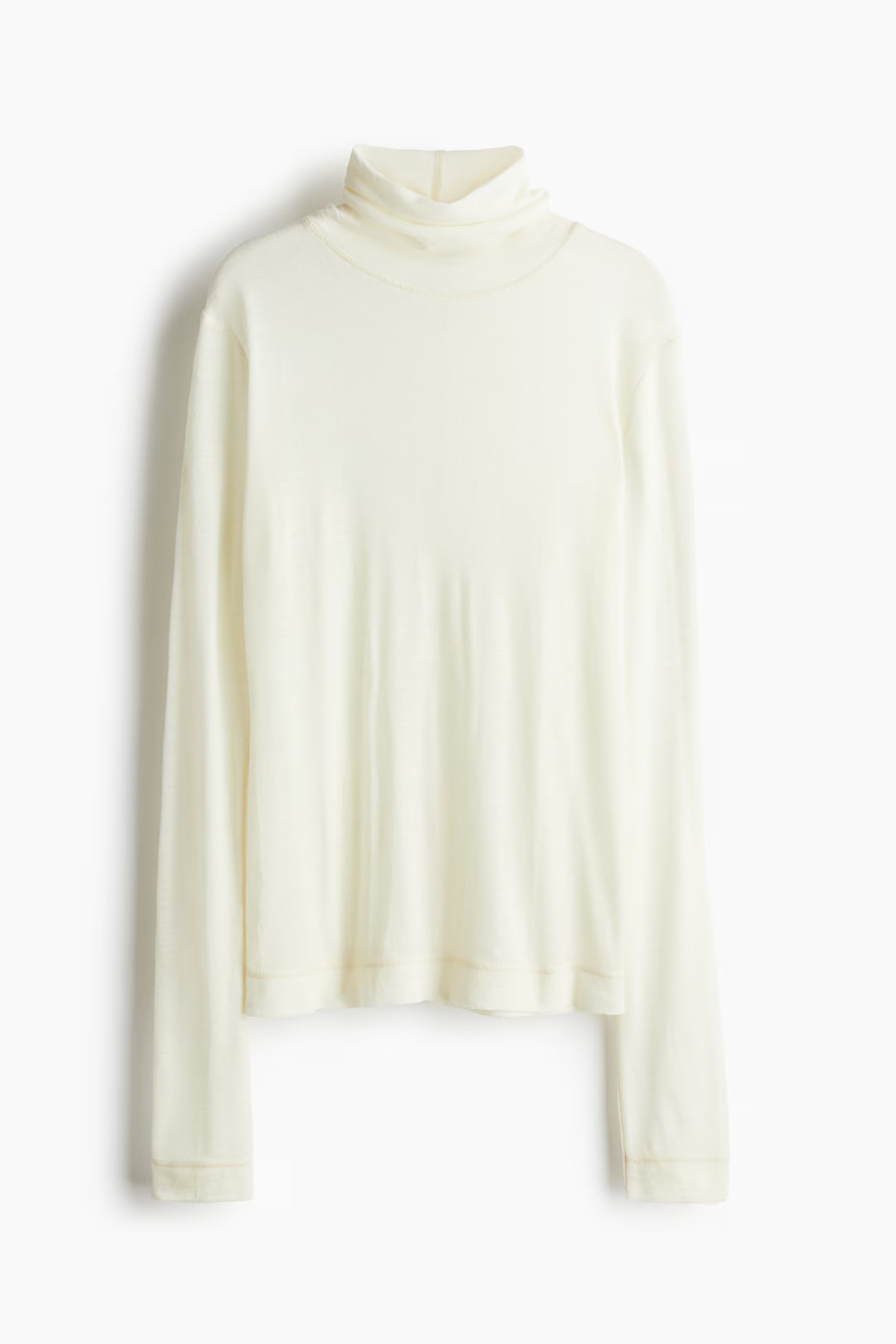 Wool Turtleneck Top - White - Ladies | H&M US | H&M (US + CA)