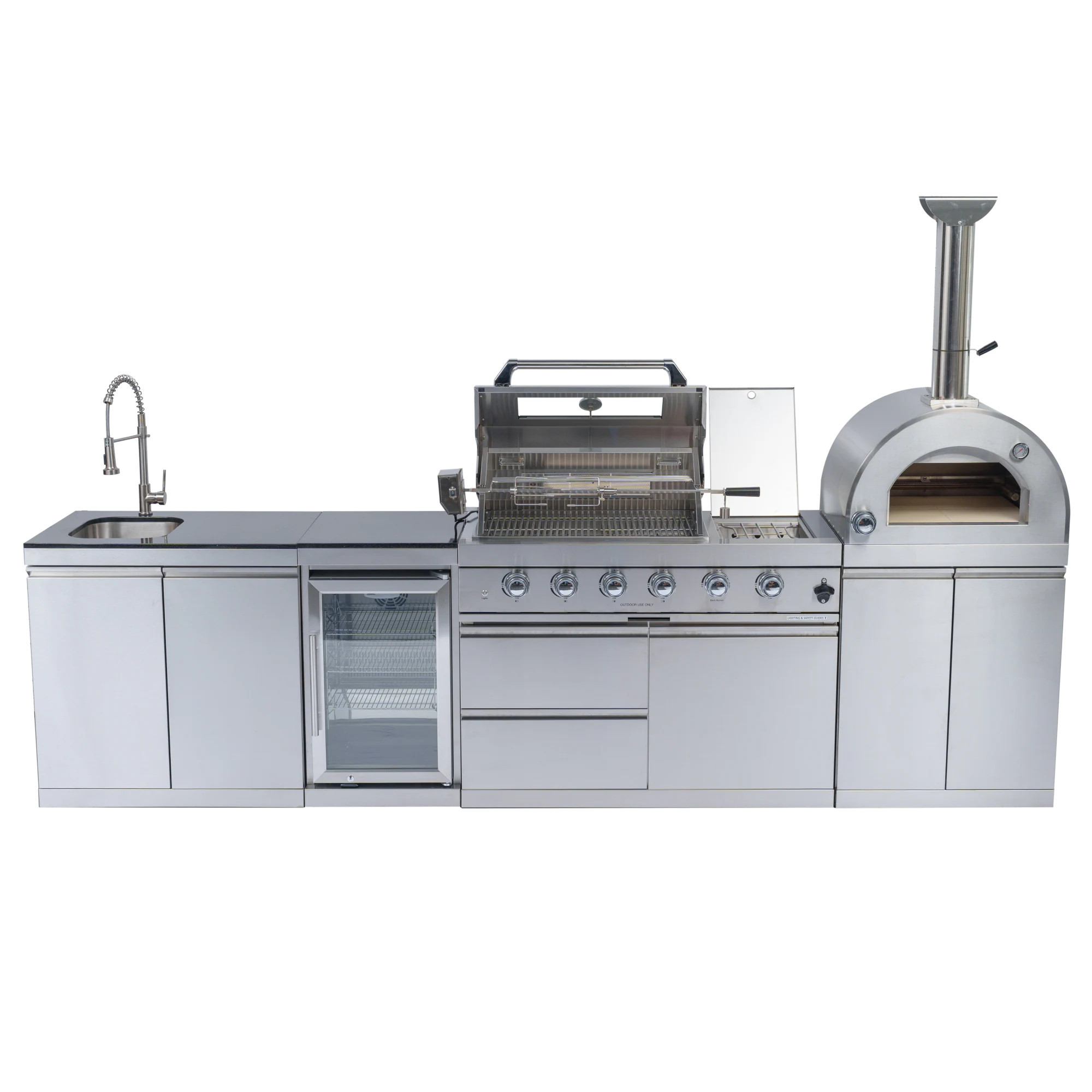 Xspracer Liquid Propane 125-in W Steel Stainless steel Square Grill island Modular Outdoor Kitchen 4 -Burners one_size | ML-MOKSD02 | Lowe's