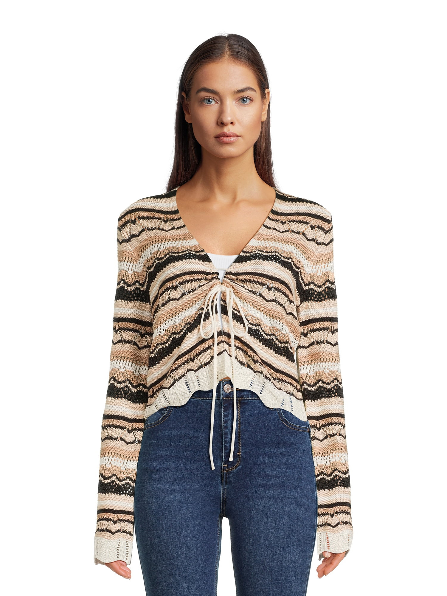 No Boundaries Pointelle Cardigan, Sizes XS-3XL | Walmart (US)