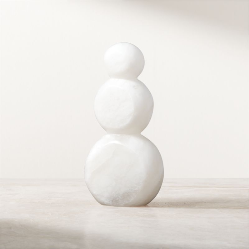 Small White Alabaster Stone Holiday Snowman + Reviews | CB2 | CB2