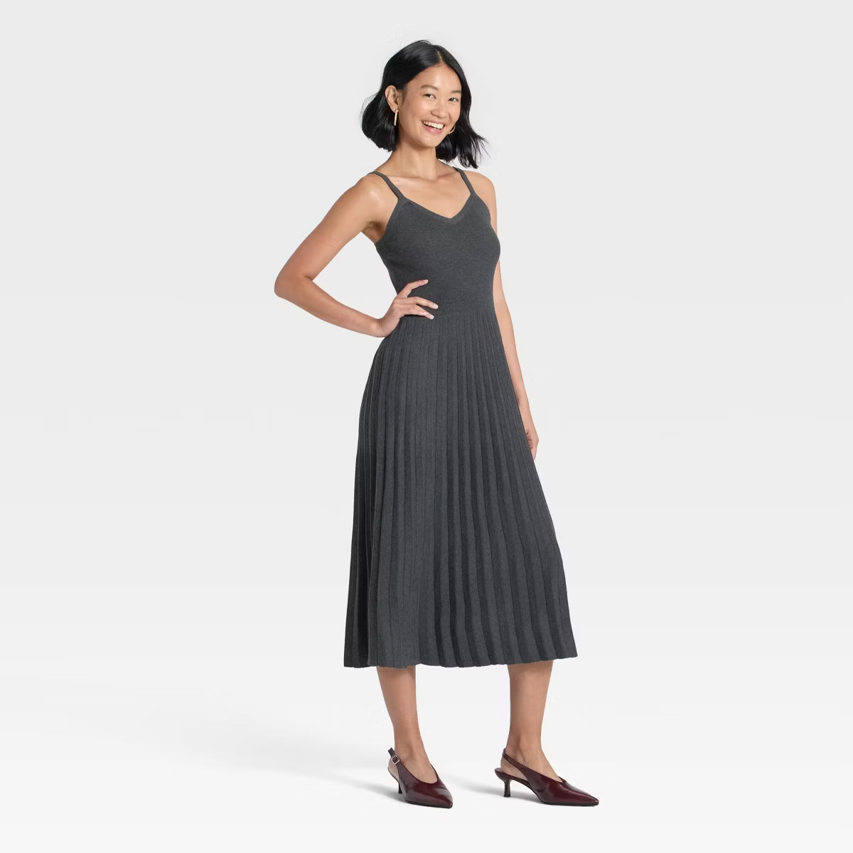 Women's Pleated Midi Sweater Dress - A New Day™ Light Green S | Target