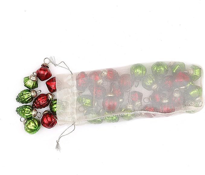 Creative Co-Op Green & Red Embossed Mercury (3 Styles/Set of 36 in Organza Bag) Glass Ornaments, ... | Amazon (US)