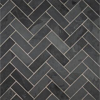 Montauk Black 4 in. x 12 in. Gauged Slate Floor and Wall Tile (4.95 sq. ft. / case) | The Home Depot