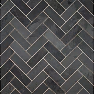 MSI Montauk Black 4 in. x 12 in. Gauged Slate Floor and Wall Tile (4.95 sq. ft. / case) SHAM412G ... | The Home Depot