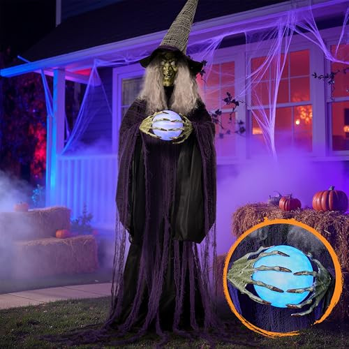JOYIN 72" Halloween Life-Size Witch Decorations Outdoor with Crystal, Animated Standing Ghost with Motion and Light, Sound Activated Animatronics Clearance Decor for Indoor Haunted House Party Yard | Amazon (US)
