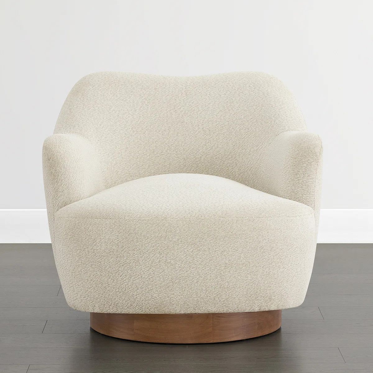 Modern Upholstered Swivel Barrel Chair With Solid Wood Base | Wayfair North America