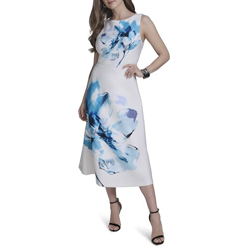 Halston Women's Sleeveless Boat Neck Scuba Dress | Amazon (US)
