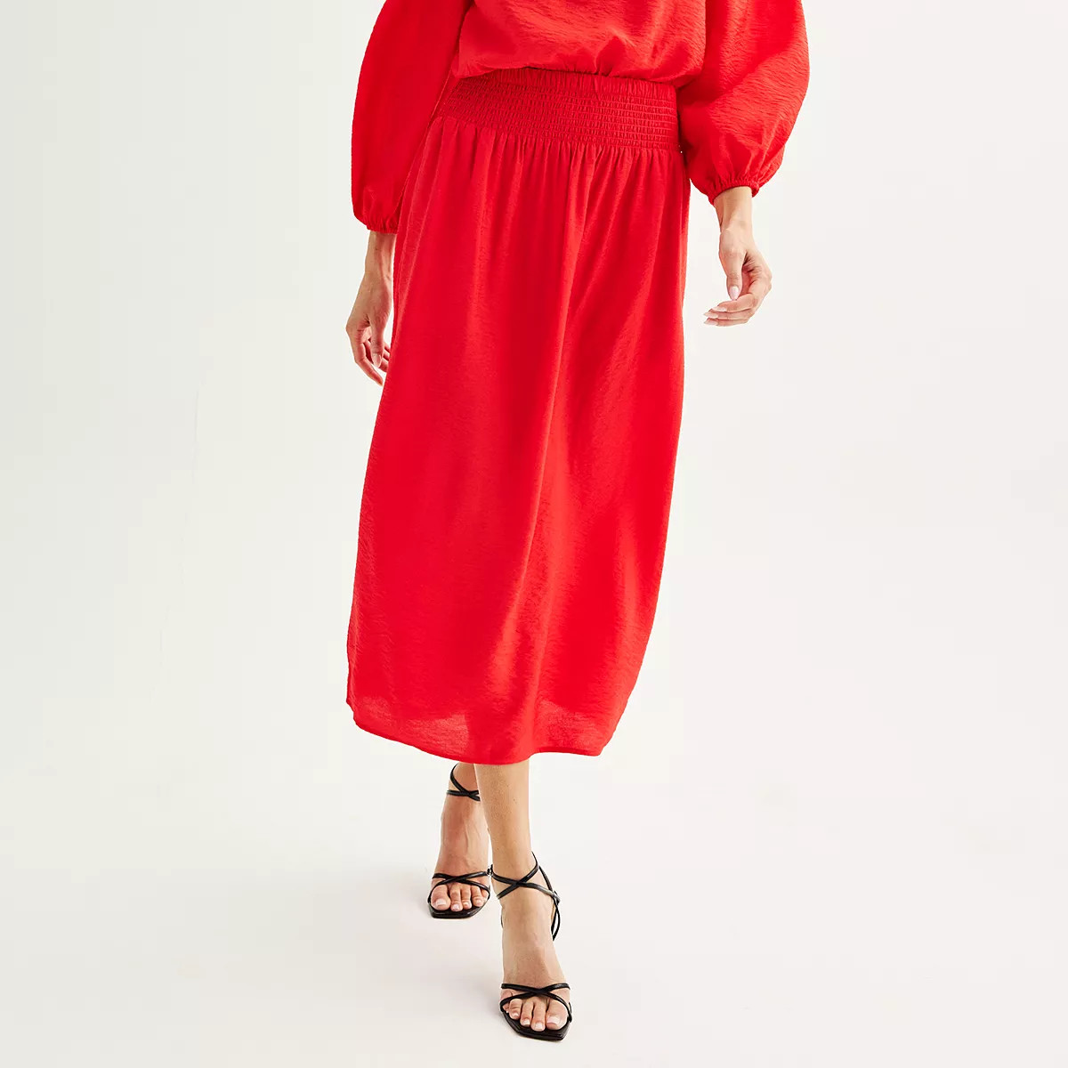 Women's Nine West Smocked Waist Midi Skirt | Kohl's