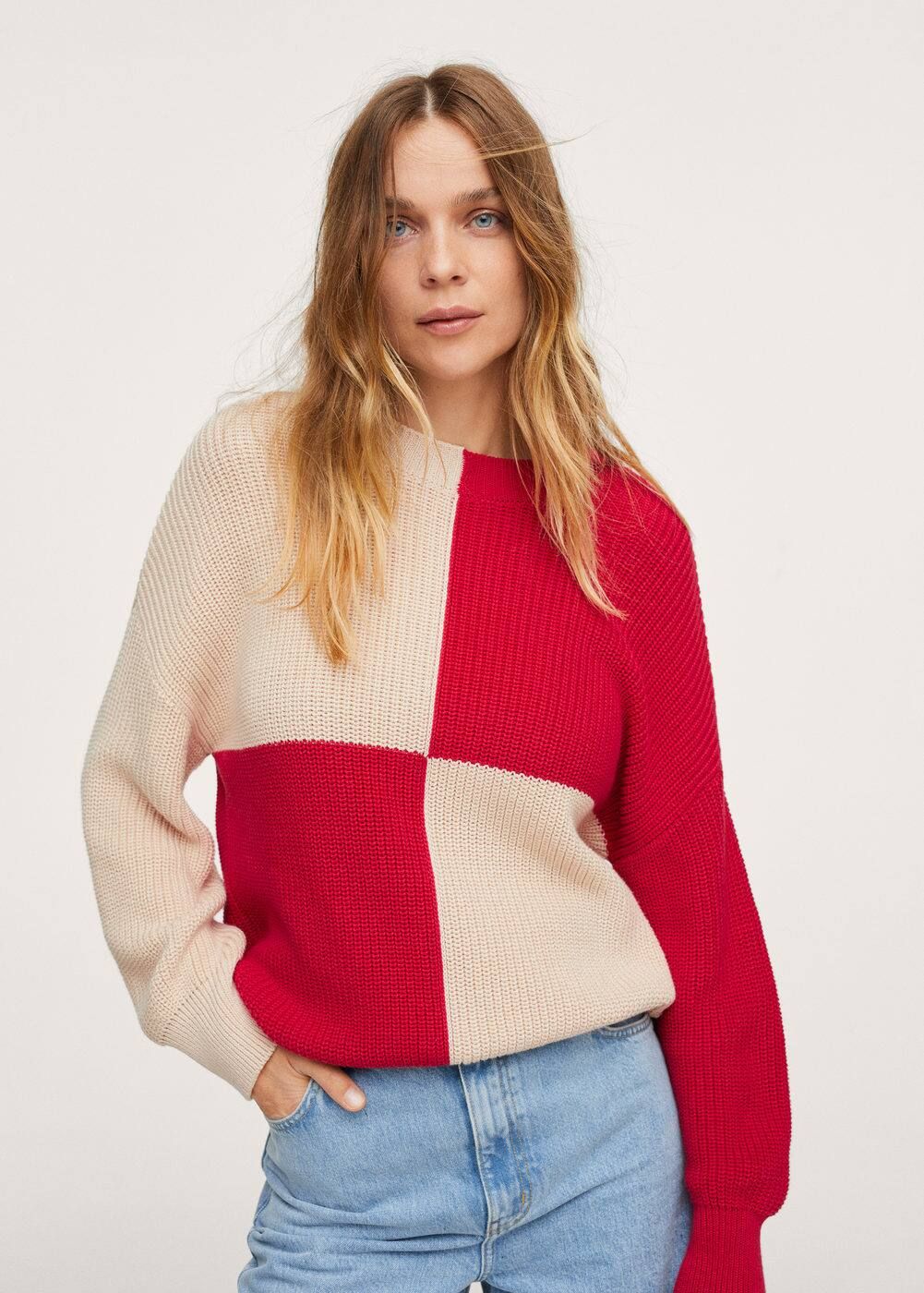 Checks knitted sweater -  Women | Mango USA | MANGO (US)
