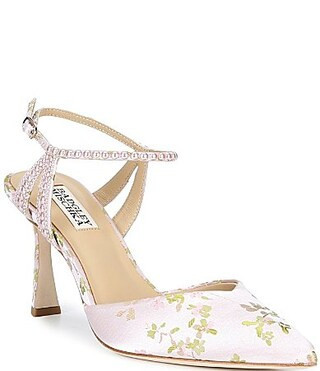 Badgley Mischka Destinee Floral Pearl Embellished Ankle Strap Pumps - 8.5 | Dillard's