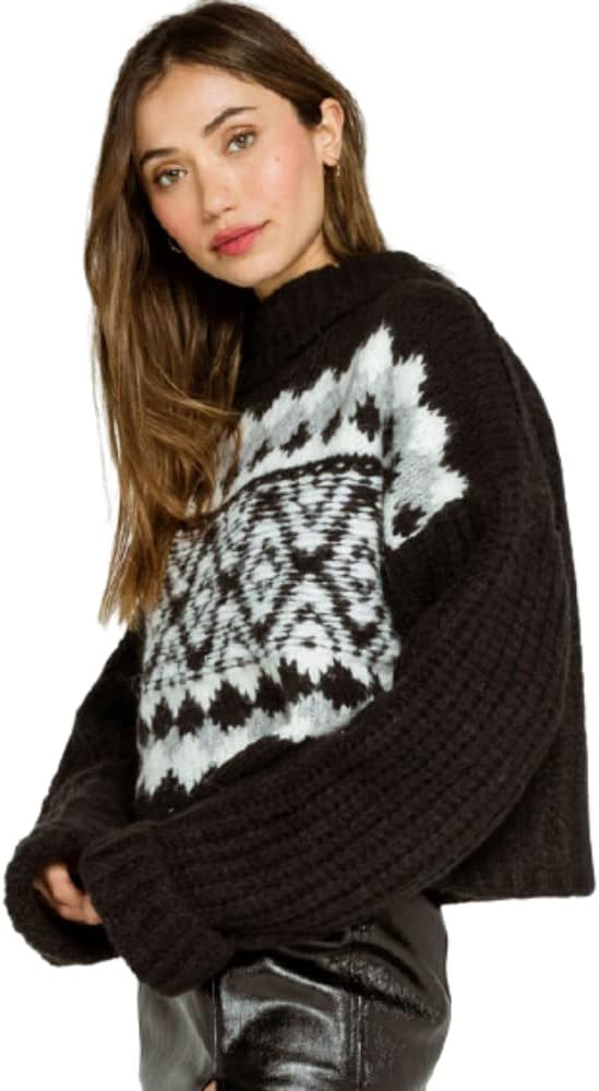 Free People Alpine Crop Mock Neck Sweater Onyx Combo XS | Amazon (US)