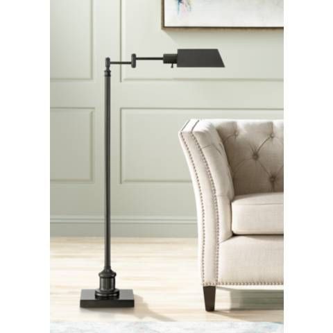 Jenson Dark Bronze Adjustable Height and Swing Arm Pharmacy Floor Lamp | Lamps Plus