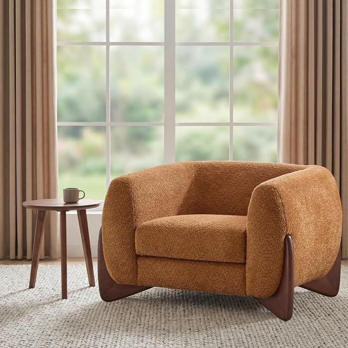 Modern Upholstered Boucle Arm Chair Living Room Bedroom Tuxedo Style Club Chair with Pocket Sprin... | Amazon (CA)