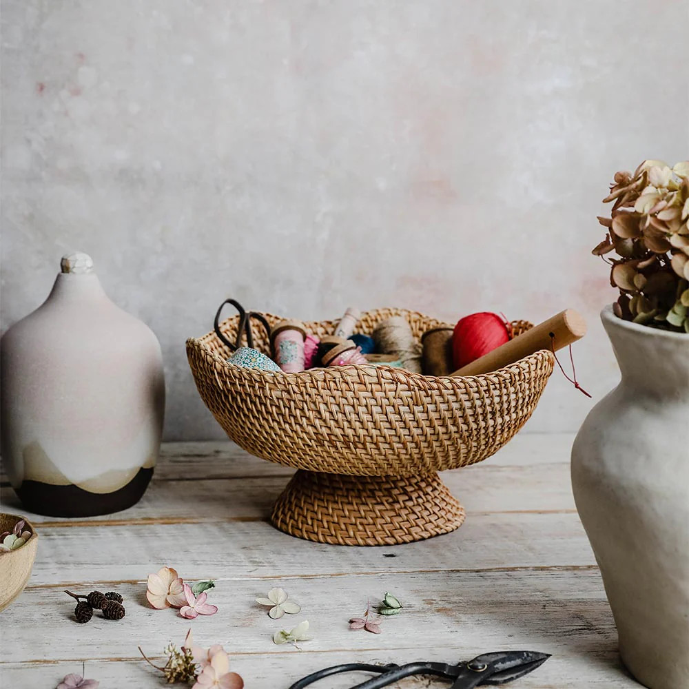 Rhode Rattan Scalloped Bowl | Roan Iris