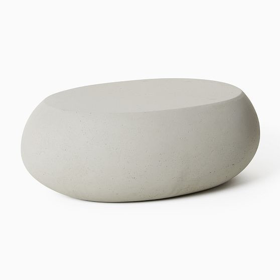 Pebble Outdoor 36 in Oval Coffee Table, Gray Concrete | West Elm (US)