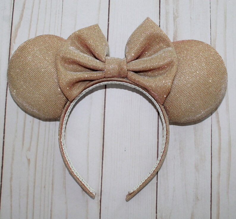 Gold Minnie Mouse Ears Glitter Headband Disney Park Adult Mickey Ears Disney Trip Outfit for Her ... | Etsy (US)
