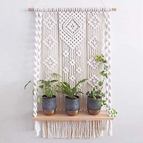 Finderomend Handmade Macrame Wall Hanging Shelf Boho Shelves Hanging Wall Decor Rope Plant Hanger... | Amazon (CA)