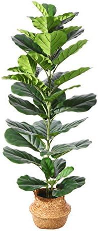 Ferrgoal Artificial Plants Fiddle Leaf Fig Tree 49 in Fake Plant Ficus Lyrata with 44 Leaves and ... | Amazon (US)