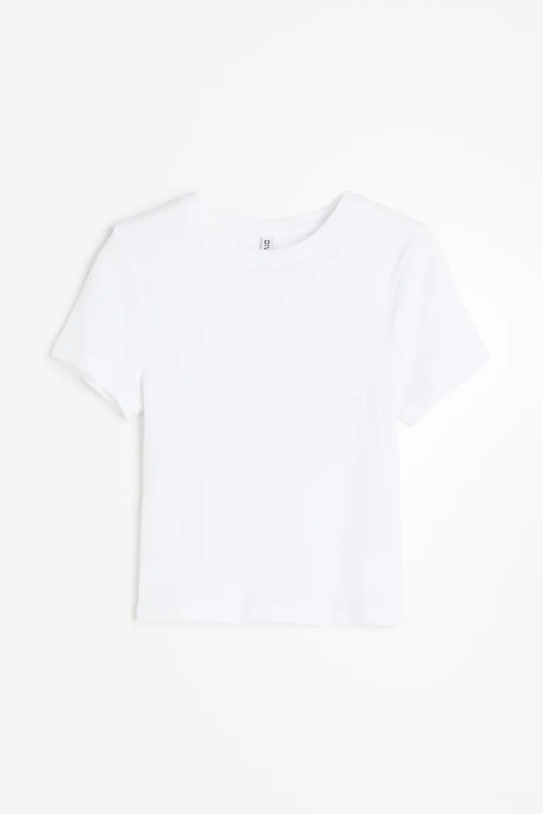 Fitted T-shirt - White - Ladies | H&M US | H&M (US + CA)