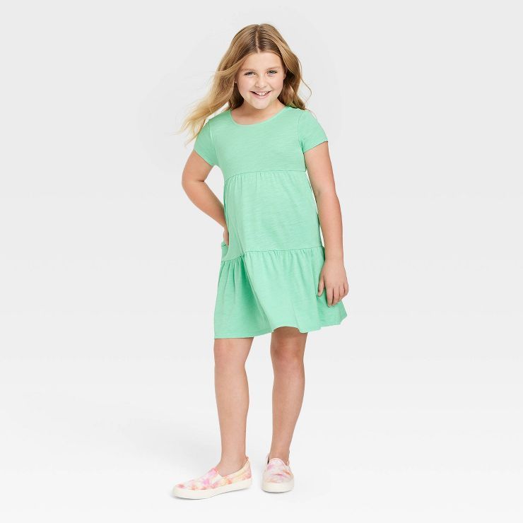 Girls' Tiered Short Sleeve Knit Dress - Cat & Jack™ | Target