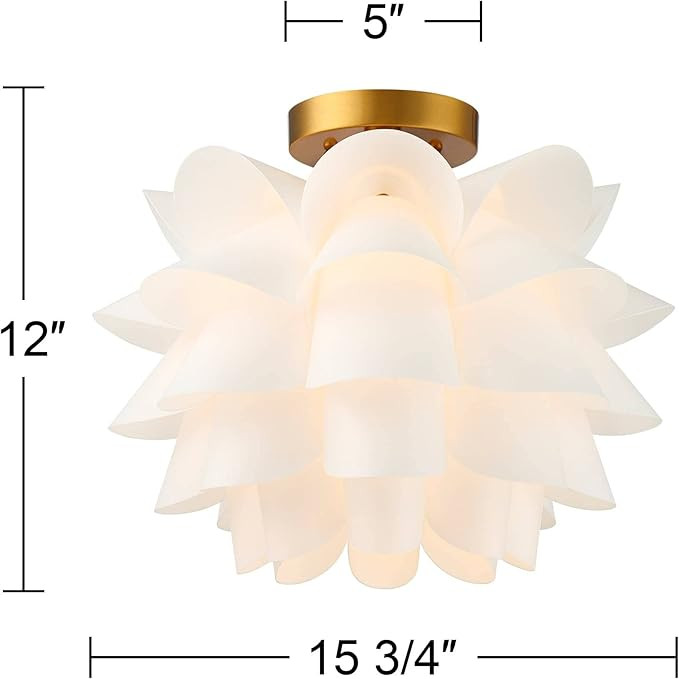 Possini Euro Design Mid Century Modern Glam Close to Ceiling Light Semi Flush Mount Fixture White... | Amazon (US)