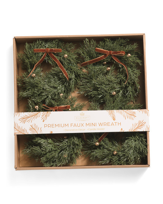 4pc 8in Mini Wreaths With Ribbon | Marshalls