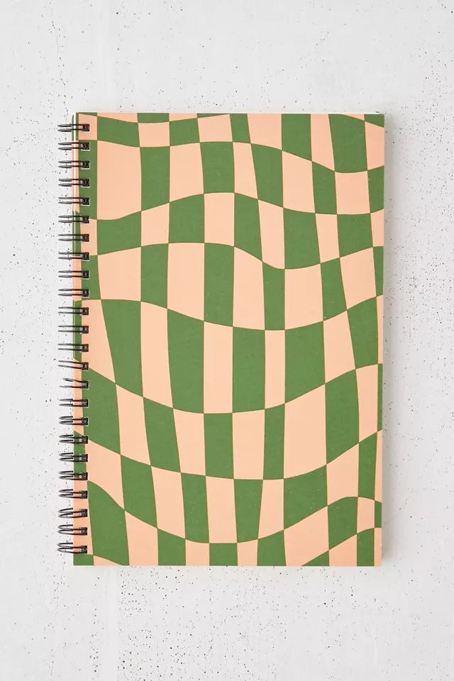 Little Dean For Deny Checkered Yellow And Green Spiral Notebook | Urban Outfitters (US and RoW)