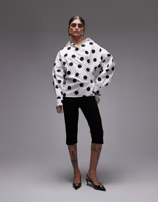 ASOS DESIGN poplin cinch detail wrap shirt in polka dot print | ASOS | ASOS (Global)