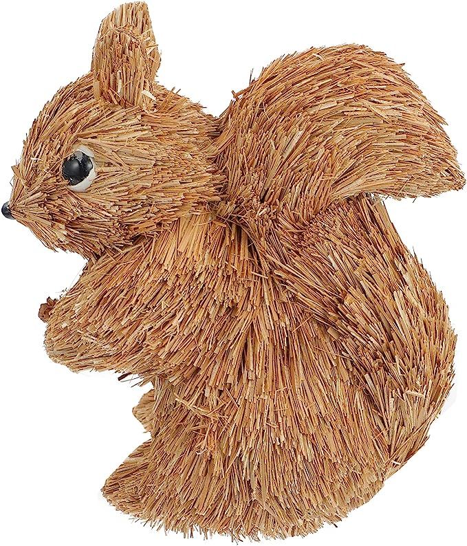 NUOBESTY Straw Woven Squirrel Straw Squirrel Figurine Holiday Decorative Woodland Animal Christma... | Amazon (US)