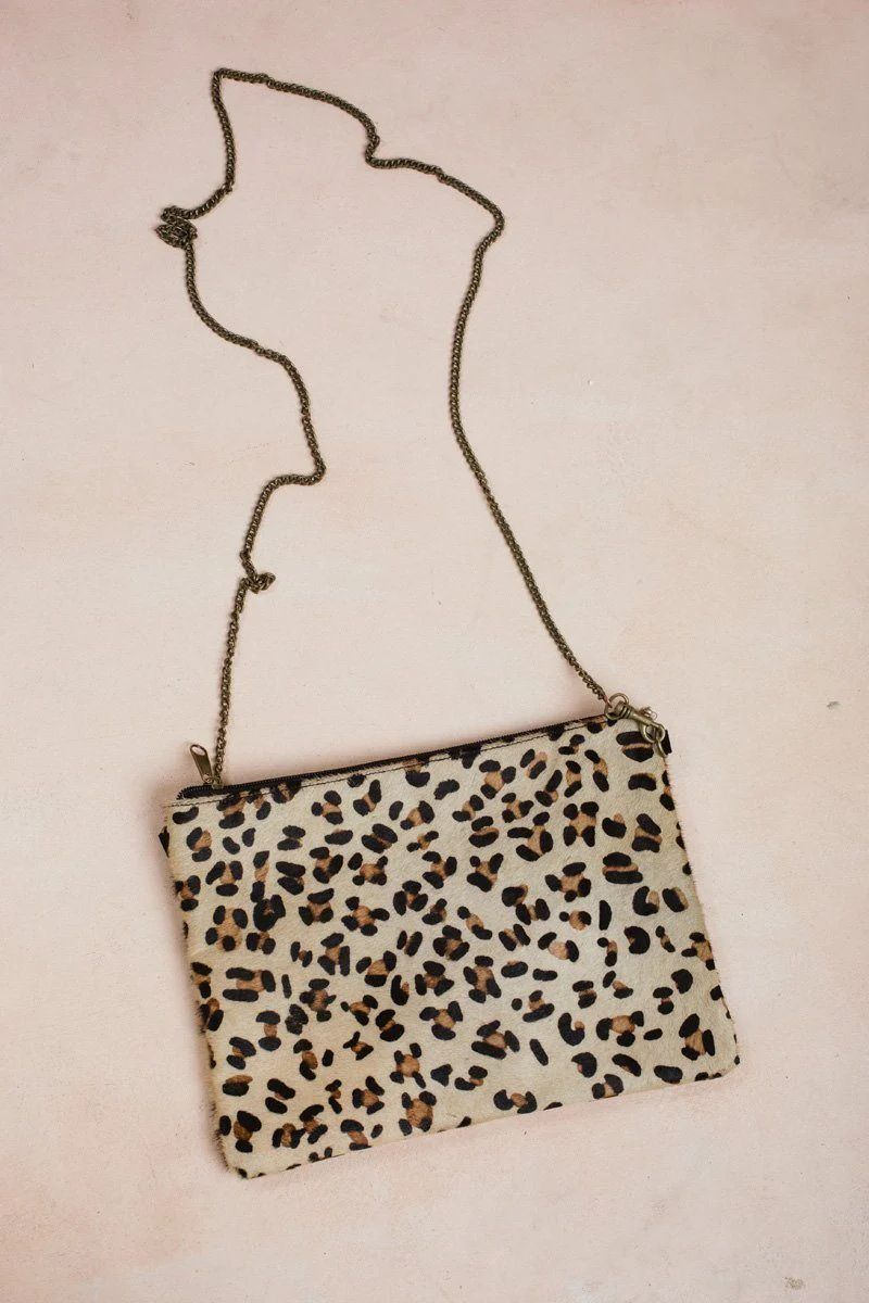 Sabrina Leopard Faux Fur Clutch | Morning Lavender