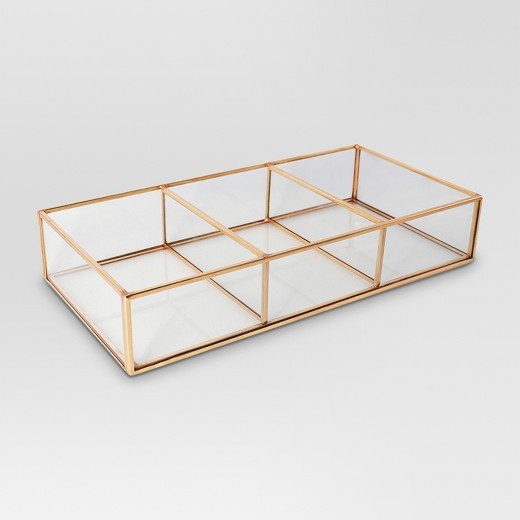 Glass and Metal 3 Compartment Vanity Tray - Threshold™ | Target