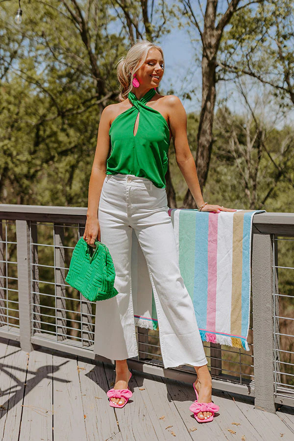 Snap A Photo Halter Top In Green | Impressions Online Boutique