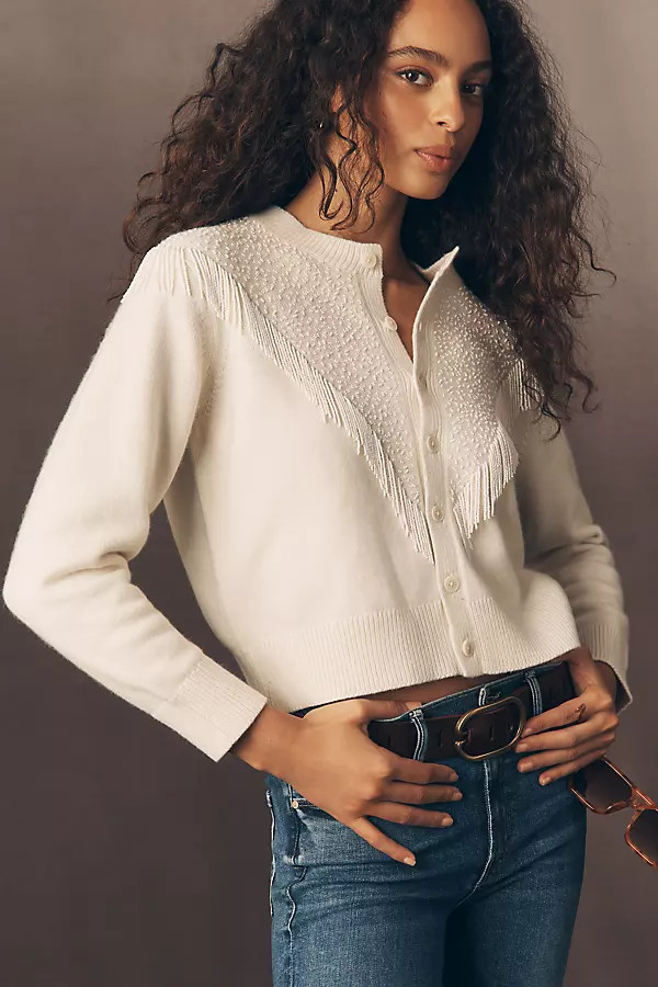 Beaded Fringe Cardigan Sweater | Anthropologie (US)