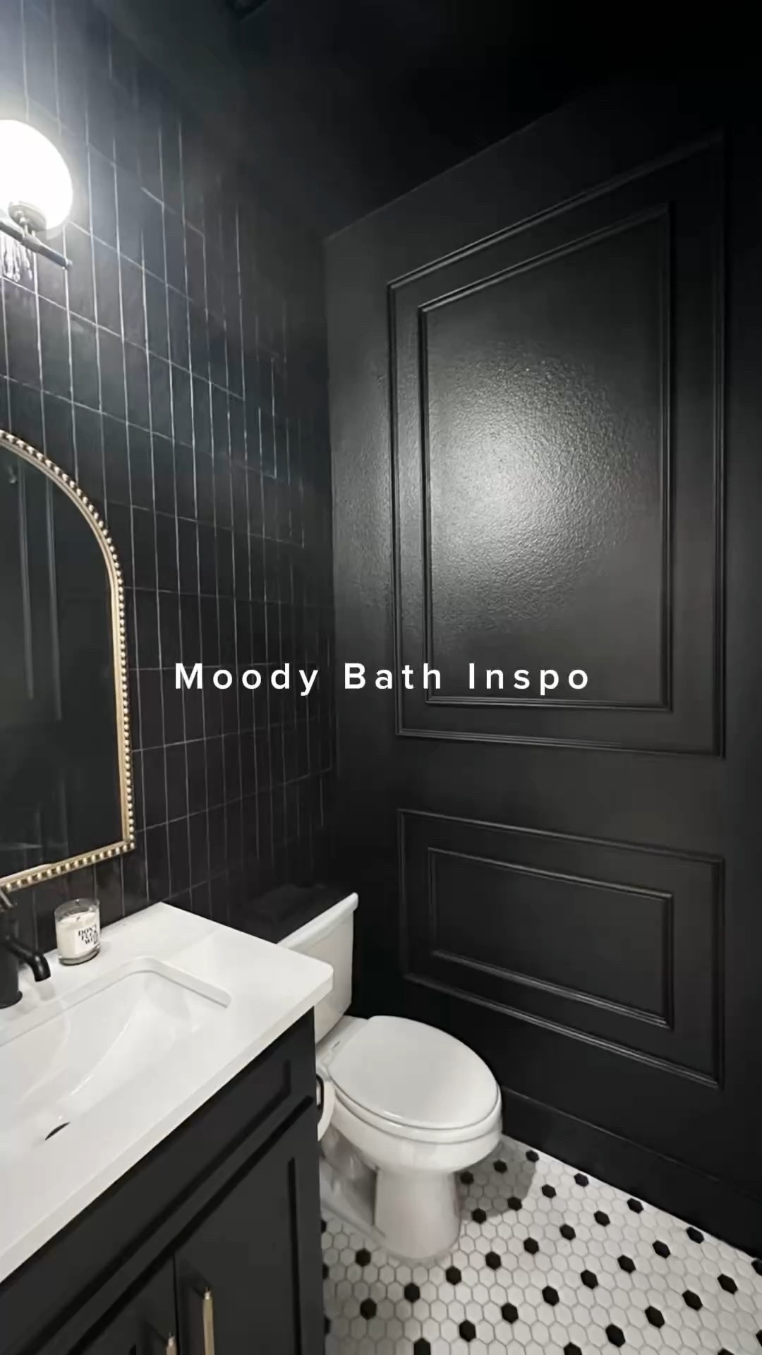 Moody bath inspo 🖤
#moodybath #powderoom #homedecor #interiordesign #moody

#LTKHome