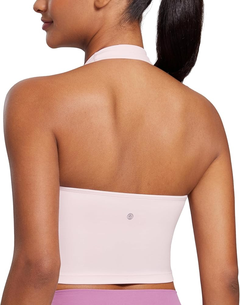 CRZ YOGA Womens Butterluxe Halter Longline Sports Bra - Padded Workout Yoga Crop Tops Tanks with ... | Amazon (US)