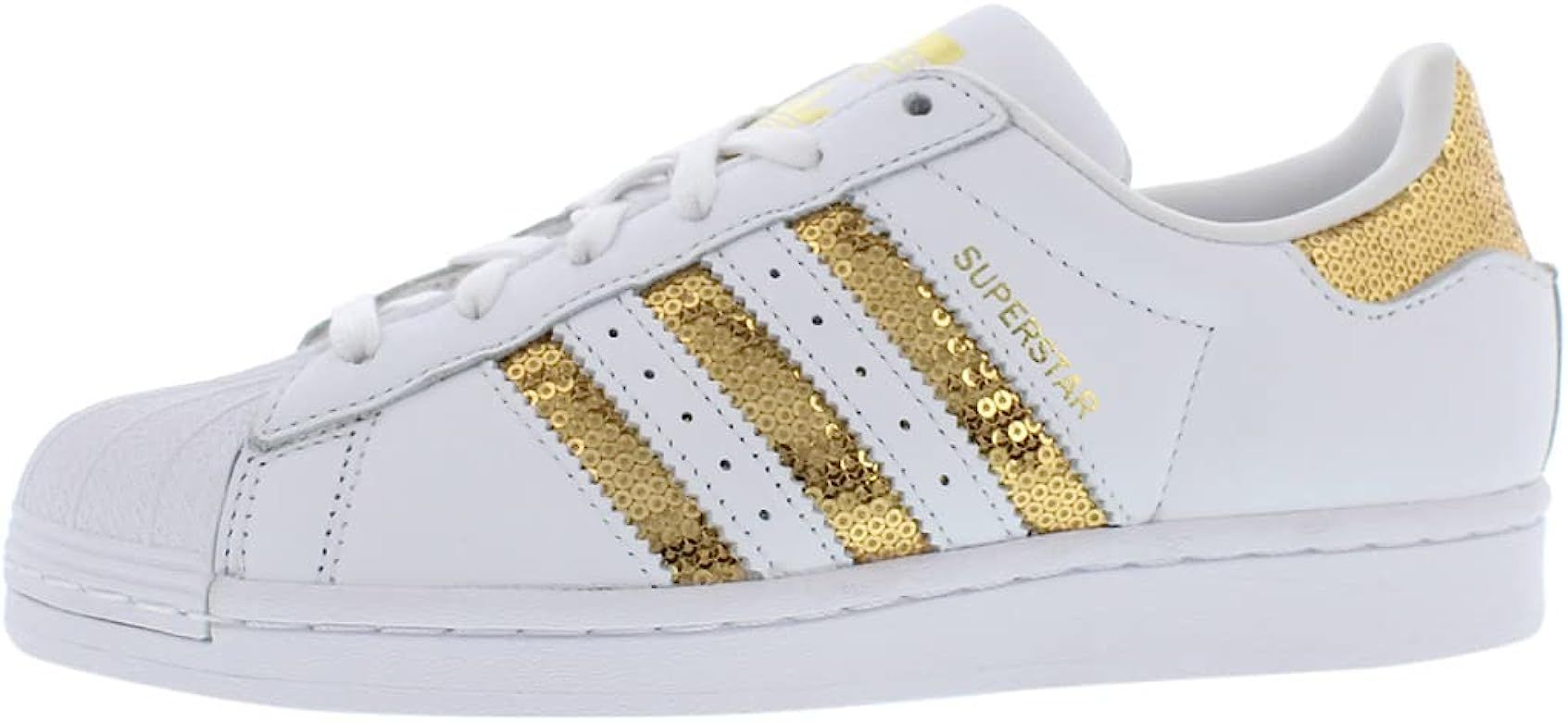 adidas Womens Superstar Sneakers Shoes Casual - Gold,White | Amazon (US)