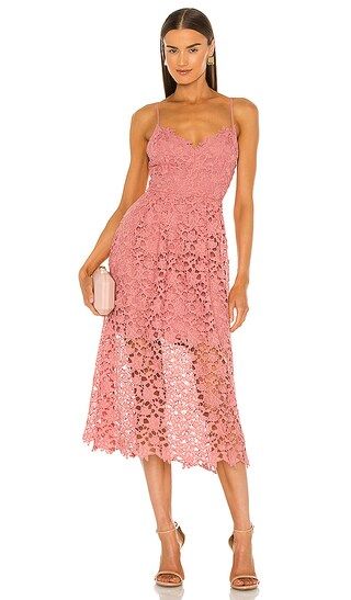 Lace A-Line Midi Dress in Pink Mauve | Revolve Clothing (Global)