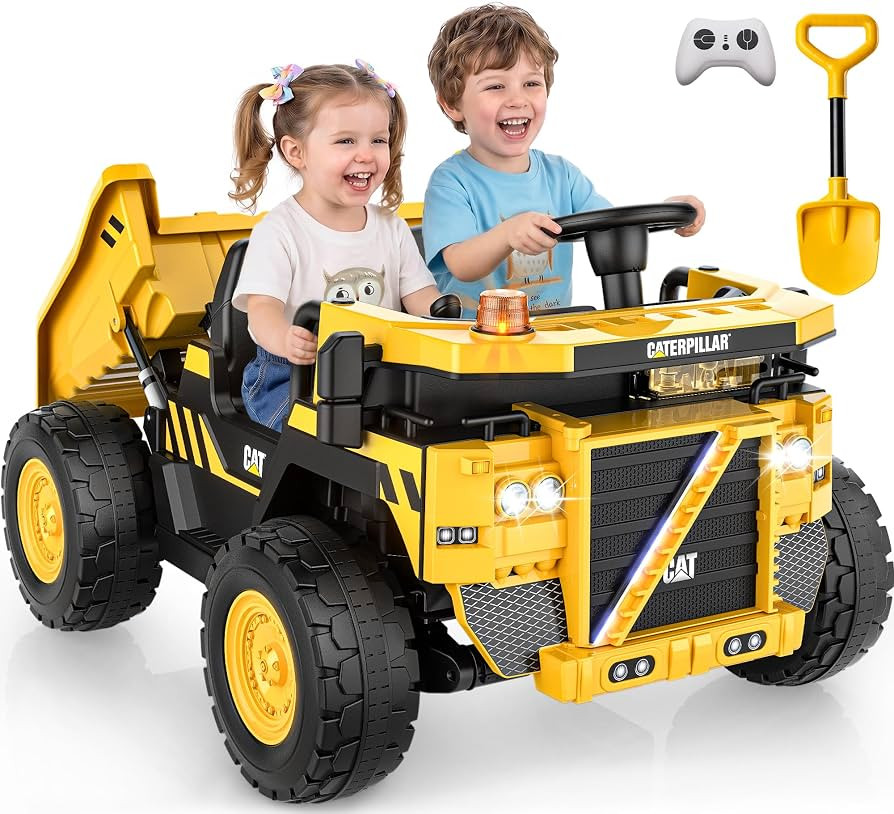 Licensed Caterpillar 24V Ride On Dump Truck for Kids 3-8, 2 Seater Ride on Toys w/4\u00d7100W Mot... | Amazon (US)