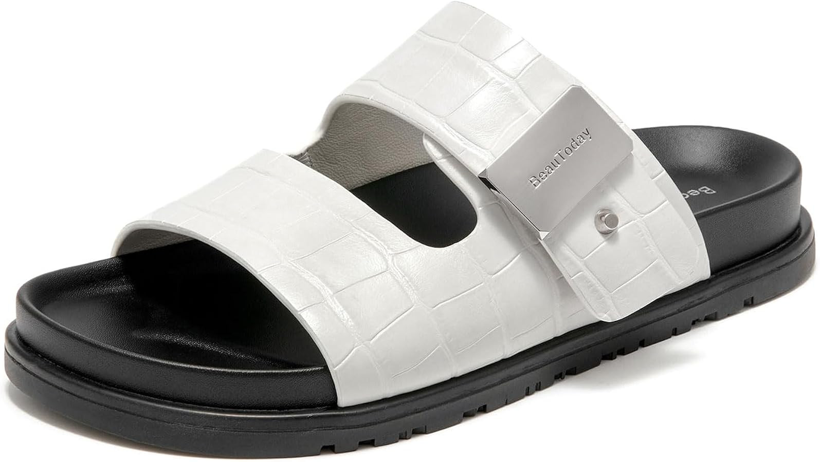 BEAU TODAY Footbed Slide Sandals for Women Comfortable Beach Sandals for Women Genuine Leather Fa... | Amazon (US)