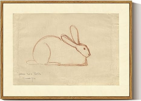 InSimSea Framed Canvas Prints Art Vintage Decor, Sketch Easter Rabbit Antique Painting, Rustic Sp... | Amazon (US)