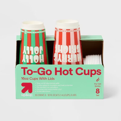 Holiday Disposable Drinkware Hot Cup - Brights Stripe - 16oz/8ct - up&up™ | Target