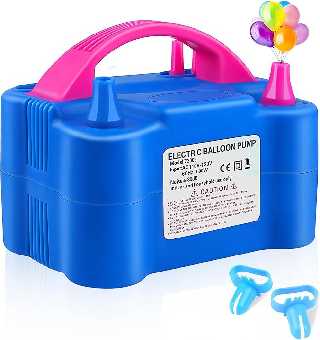 Balloon Pump Electric,110V 600W Balloon Blower Inflator Dual Nozzle Air Pump Balloons Inflator fo... | Amazon (US)