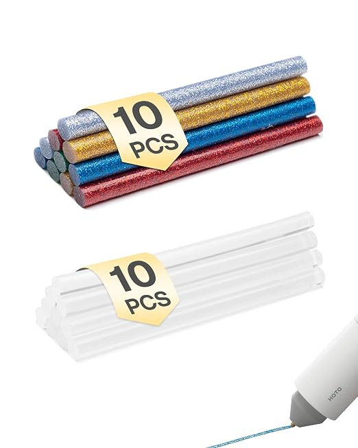 HOTO Mini Hot Glue Sticks, 20 Pcs Colored & Glitter Glue Sticks, 5" x 0.27" Mini Glue Sticks for ... | Amazon (US)