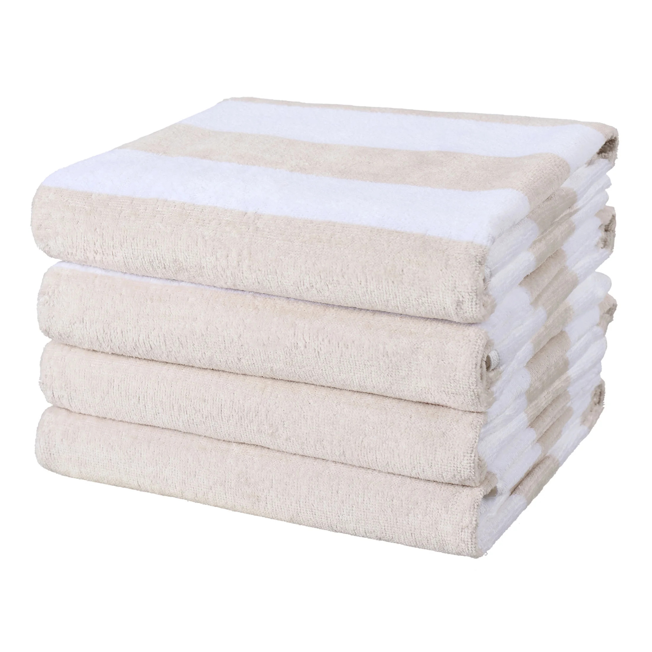 Mainstays Cabana 4-pack Beige Beach Towels, 58" x 28", Beige | Walmart (US)