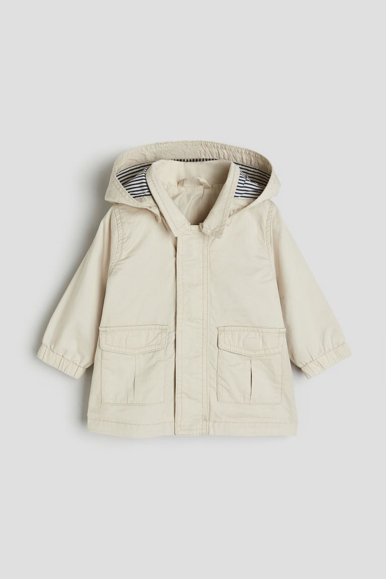 Hooded cotton parka - Light beige - Kids | H&M GB | H&M (UK, MY, IN, SG, PH, TW, HK)