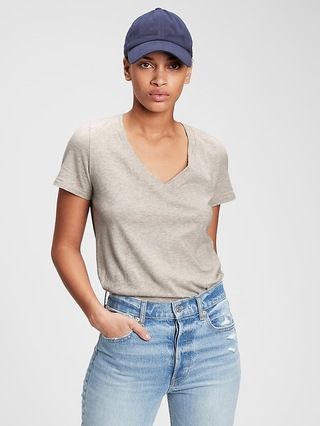 100% Organic Cotton Vintage V-Neck T-Shirt | Gap (US)