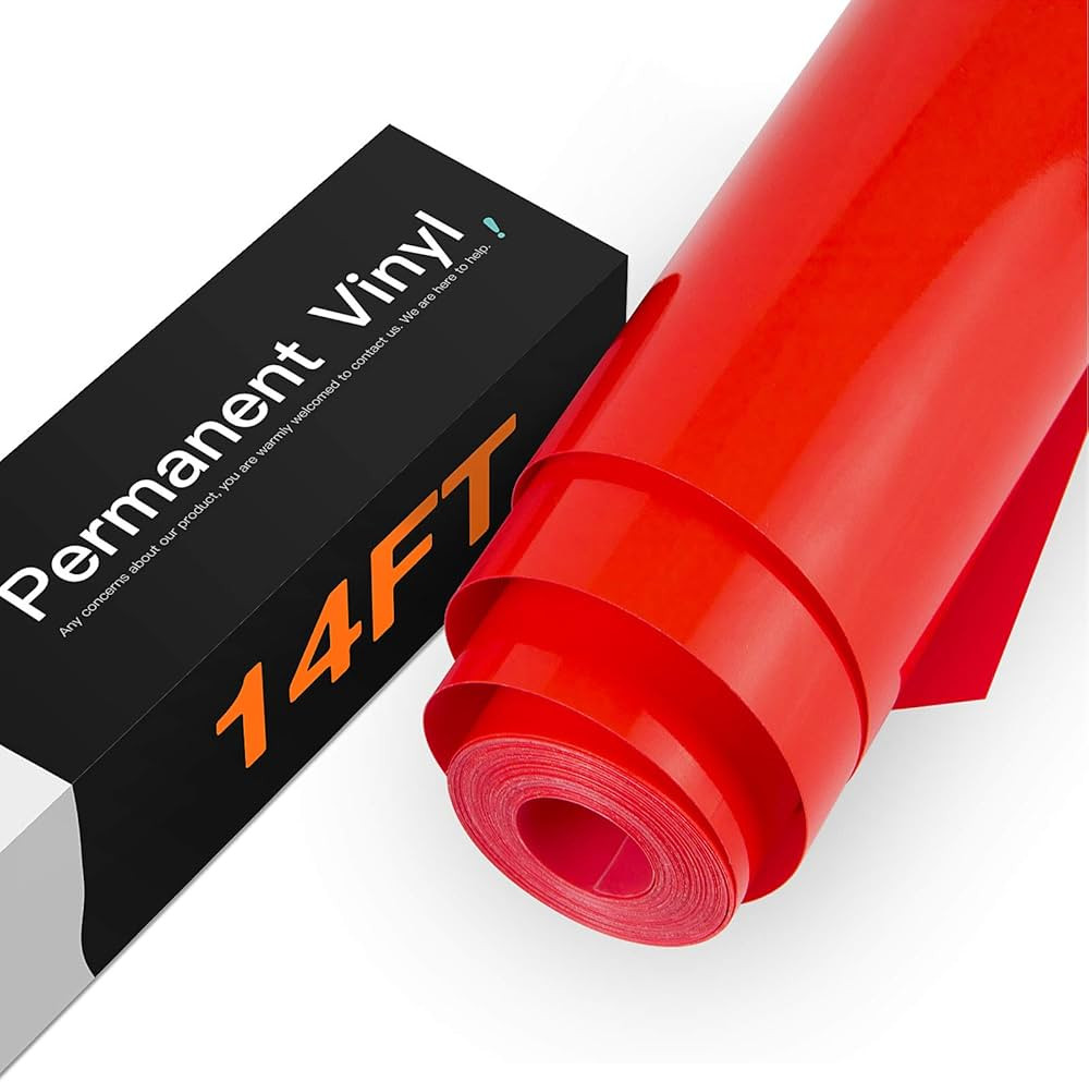 HTVRONT Red Vinyl - 12" x 14 FT Glossy Red Adhesive Vinyl Roll for Cricut, Silhouette, Cameo Cutt... | Amazon (US)