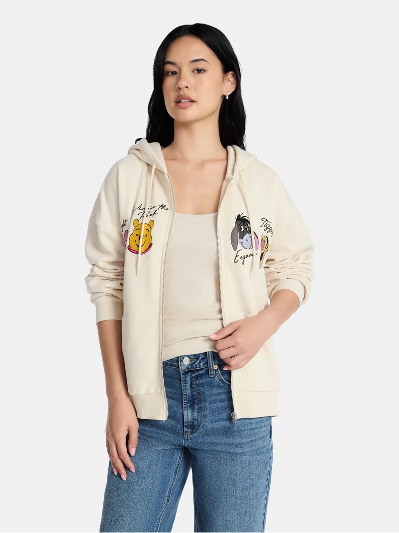 Disney Winnie the Pooh Women’s Graphic Zip-Up Hoodie Sweatshirt, Sizes XXS-XXL | Walmart (US)