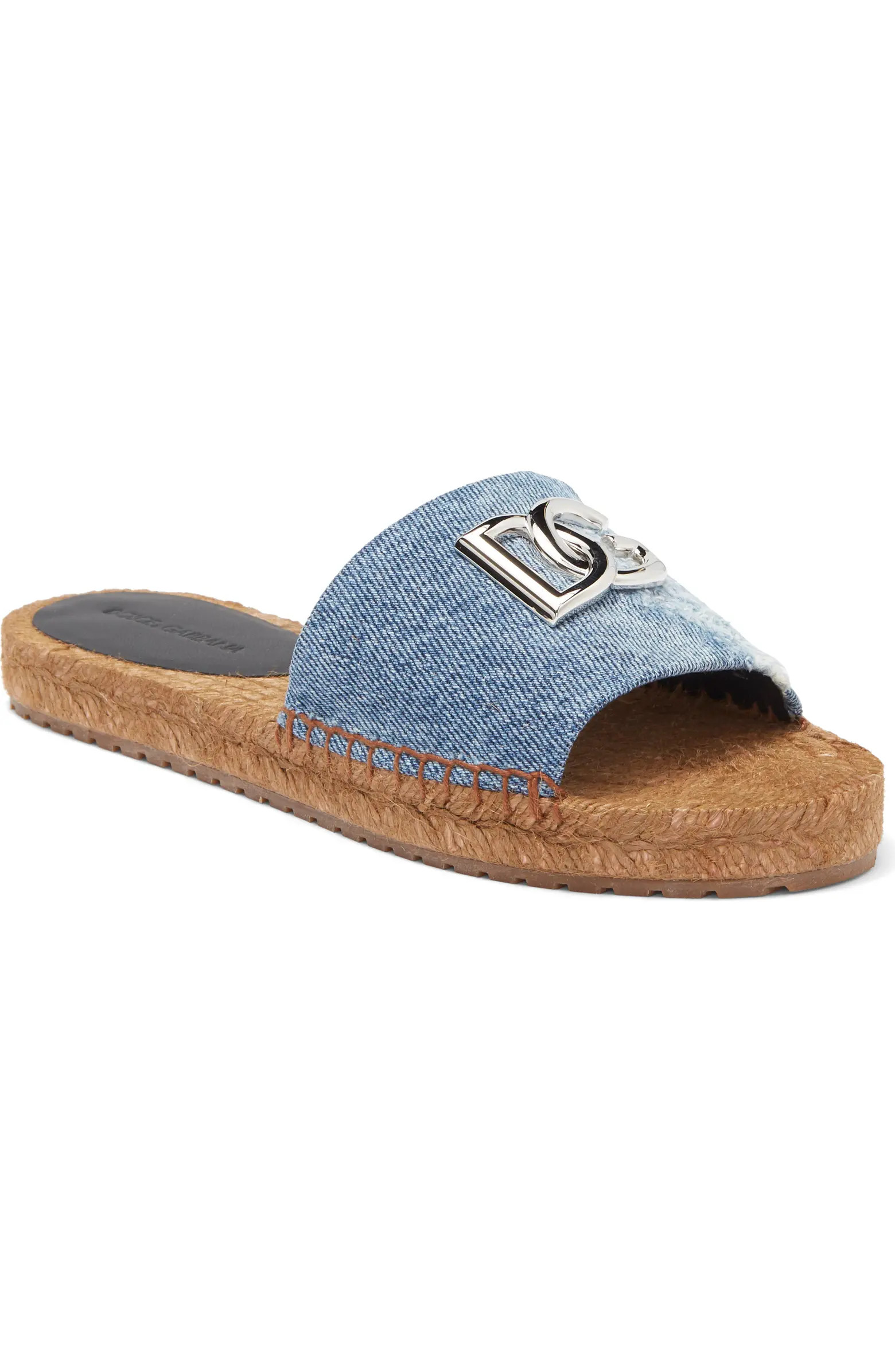 Denim Patchwork Slide Sandal (Women) | Nordstrom
