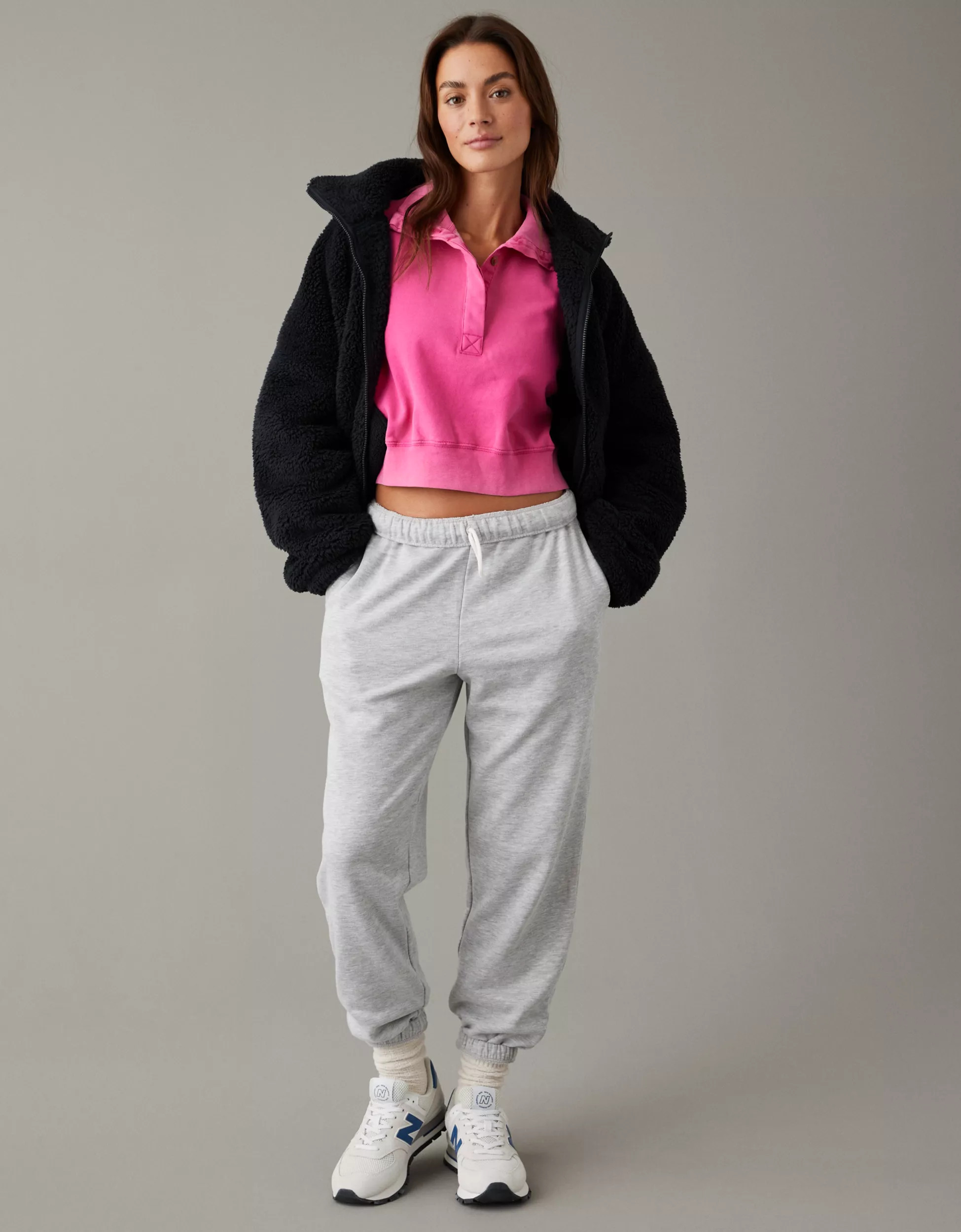 AE Zip-Up Bear Hug Sherpa Jacket | American Eagle Outfitters (US & CA)